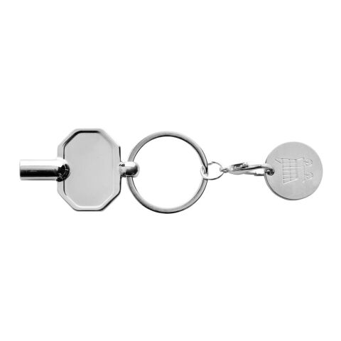 Nyckelring med kundvagnspolett i RCS återvunnen zinklegering silver | Inget reklamtryck | Inte tillgängligt | Inte tillgängligt