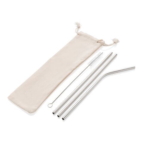 3-pack återanvändningsbara sugrör i stainless steel silver | Inget reklamtryck | Inte tillgängligt | Inte tillgängligt