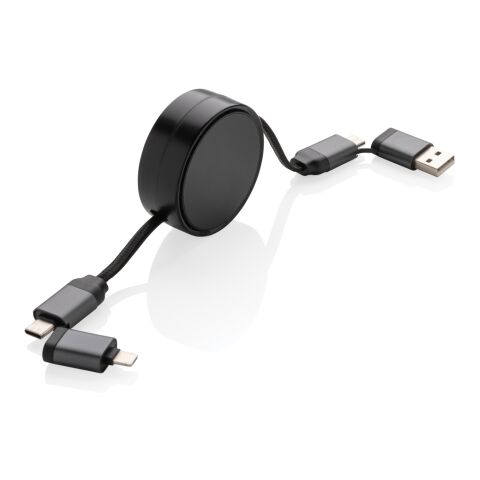 Terra utdragbar 6-i-1 kabel i RCS återvunnen aluminium grå | Inget reklamtryck | Inte tillgängligt | Inte tillgängligt