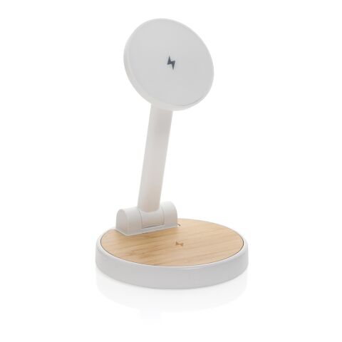 Ontario 15W magnetiskt 2 i 1 laddningsställ i RCS rplast vit | Inget reklamtryck | Inte tillgängligt | Inte tillgängligt