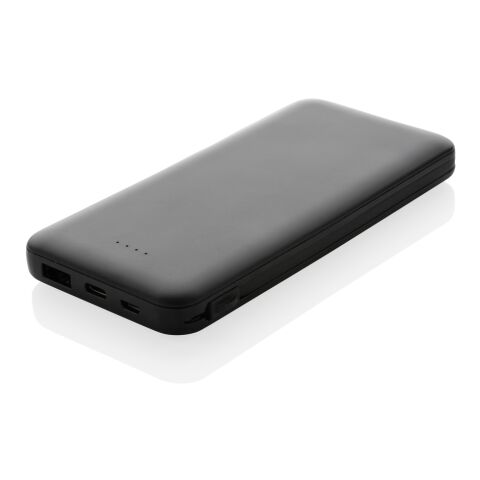 Lockhart 10.000mAh powerbank, integrerade kablar, RCS plast svart | Inget reklamtryck | Inte tillgängligt | Inte tillgängligt