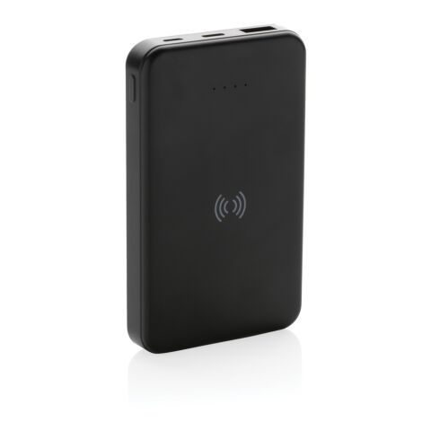 5.000 mAh trådlös powerbank i RCS återvunnen plast svart | Inget reklamtryck | Inte tillgängligt | Inte tillgängligt