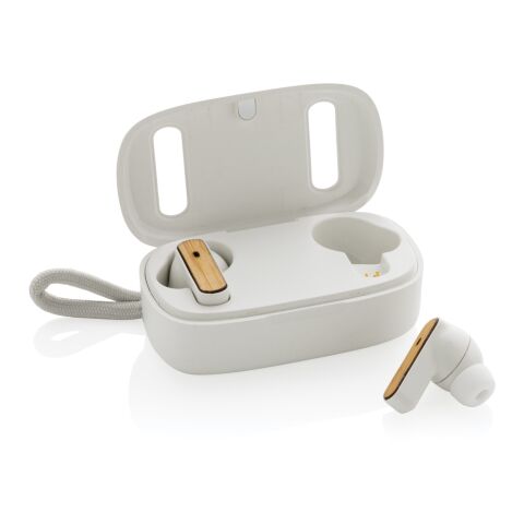 TWS öronsnäckor i RCS återvunnen plast och FSC® bambu vit | Inget reklamtryck | Inte tillgängligt | Inte tillgängligt