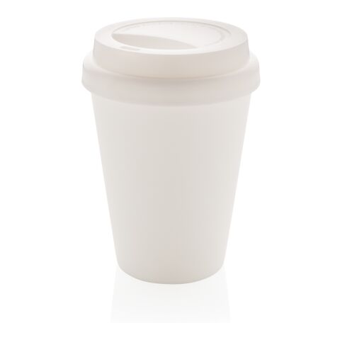 Återanvändningsbar dubbelväggig kaffemugg 300ml vit | Inget reklamtryck | Inte tillgängligt | Inte tillgängligt