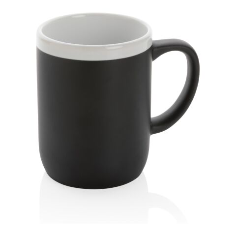 Keramikmugg med vit kant svart-vit