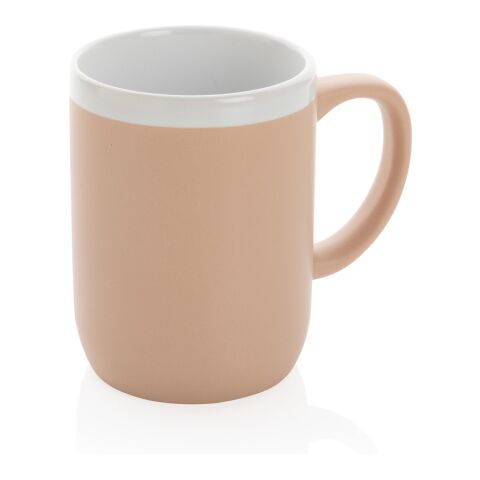 Keramikmugg med vit kant brun-vit | Inget reklamtryck | Inte tillgängligt | Inte tillgängligt