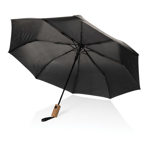 Kaycey 21” AWARE™ RPET Acacia trä mini paraply auto open svart | Inget reklamtryck | Inte tillgängligt | Inte tillgängligt