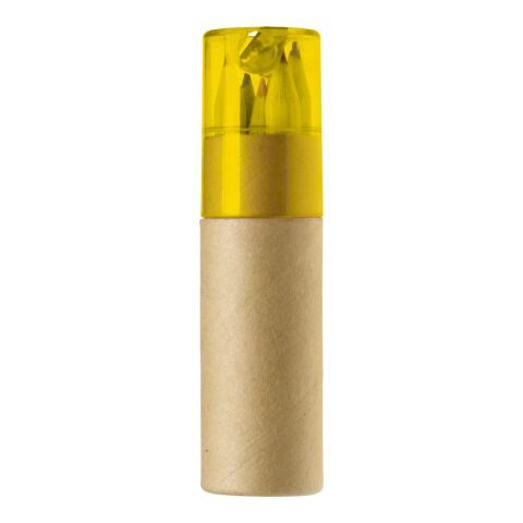 ABS and cardboard tube with pencils Libbie Gul | Inget reklamtryck | Inte tillgängligt | Inte tillgängligt