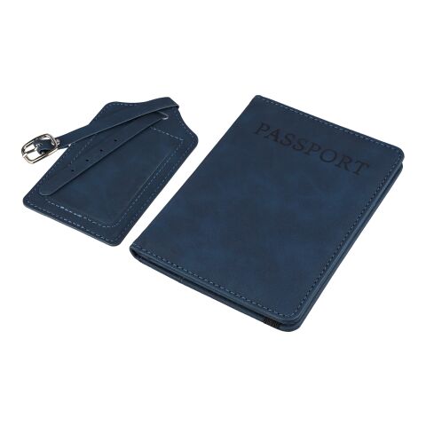 Recycled PU passport holder and luggage label Zani Blå | Inget reklamtryck | Inte tillgängligt | Inte tillgängligt