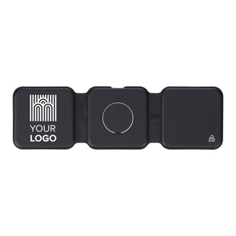 Wireless charger Trigo | Recycled | 3-in-1 Svart