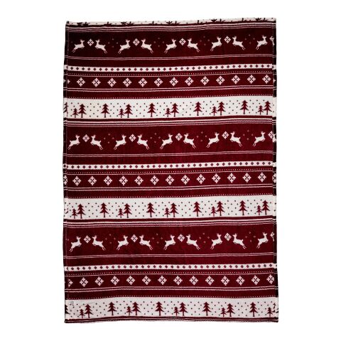 Flannell fleecepläd med vintermotiv (260 g/m2) mörkröd