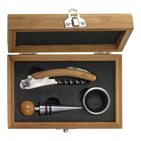 Vin-set i rostfritt stål och bambu Brun | Inget reklamtryck | Inte tillgängligt | Inte tillgängligt