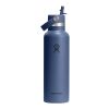 Hydro Flask Standard Mouth 621ml isolerad vattenflaska i rostfritt stål med lock med sugrör Mellanblå