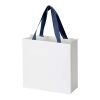 Smartfold 230 g/m² papperspåse med satinhandtag och glansig laminering – 24 x 10 x 24 cm Blå