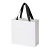 Smartfold 230 g/m² papperspåse med satinhandtag och glansig laminering – 24 x 10 x 24 cm Svart / Blå