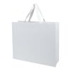 Smartfold 230 g/m² papperspåse med satinhandtag och glansig laminering – 42 x 12 x 35 cm vit