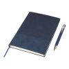 Recycled PU notebook (A5) and ballpen set Tarek Blå | Inget reklamtryck
