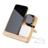 Wireless charger Tribu | Recycled bamboo | 3-in-1 Brun