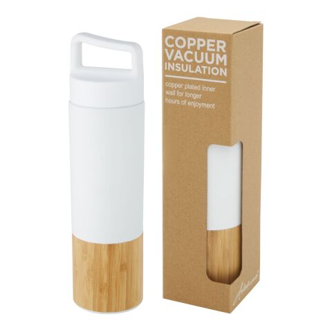 Torne 540 ml vakuumisolerad kopparflaska i rostfritt stål med bambuyttervägg Standard | vit | Inget reklamtryck | Inte tillgängligt | Inte tillgängligt