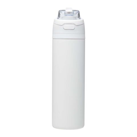 Theron 800 ml RCS-vattenflaska i återvunnet rostfritt stål med enkelvägg och lock med dubbla funktioner samt utfällbart sugrö vit