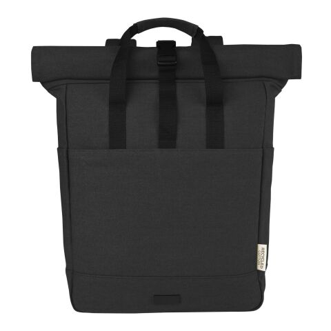 Joey 15 tums laptopväska med rullstängning av GRS-återvunnen canvas, 15 l Svart