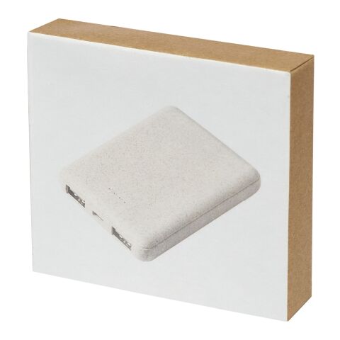 Asama 5000 mAh trådlös powerbank i halm Standard | Beige | Inget reklamtryck | Inte tillgängligt | Inte tillgängligt