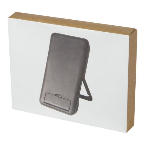 Loop 10 W trådlös laddningsplatta av återvunnen plast med telefonställ Standard | svart | Inget reklamtryck | Inte tillgängligt | Inte tillgängligt