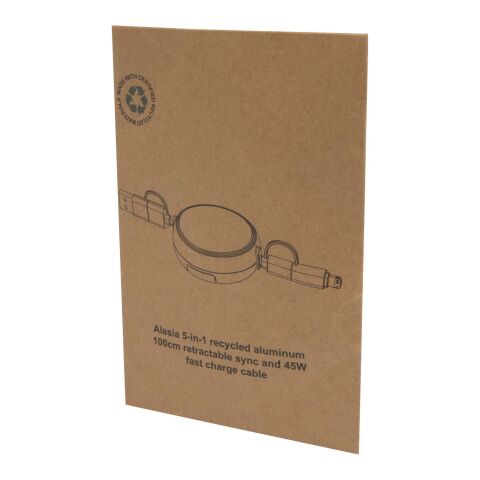 Alasia 5-i-1 100 cm utdragbar datasynkroniserings- och 45 W snabbladdningskabel av återvunnen plast och aluminium Standard | Silver | Inget reklamtryck | Inte tillgängligt | Inte tillgängligt