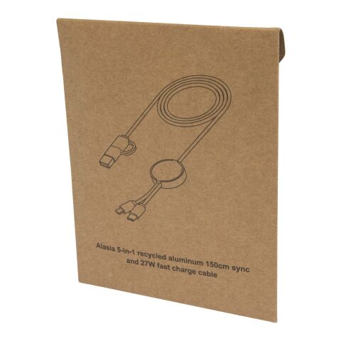 Alasia 5-i-1 150 cm datasynkroniserings- och 27 W snabbladdningskabel av återvunnen aluminium och plast Standard | Silver | Inget reklamtryck | Inte tillgängligt | Inte tillgängligt