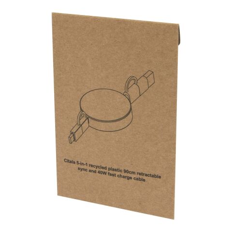 Citala 5-i-1 90 cm utdragbar datasynkroniserings- och 40 W snabbladdningskabel av återvunnen plast Standard | svart | Inget reklamtryck | Inte tillgängligt | Inte tillgängligt