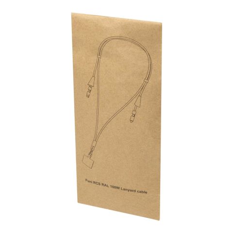 Funi nyckelband för smartphone av återvunnen plast med inbyggd datasynkroniseringskabel och 100 W snabbladdande 5-i-1-kabel Standard | Svart | Inget reklamtryck | Inte tillgängligt | Inte tillgängligt