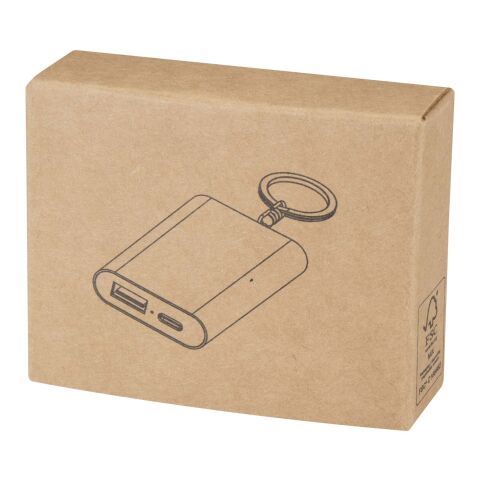 Arcturus 2 000 mAh powerbank i återvunnet aluminium med nyckelring Standard | Silver | Inget reklamtryck | Inte tillgängligt | Inte tillgängligt