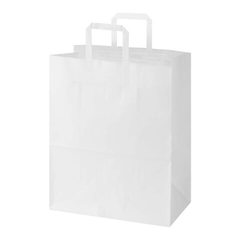 Kraft papperspåse 80–90 g/m2 med platta handtag – 32 x 17 x 39 cm Vit | Inget reklamtryck | Inte tillgängligt | Inte tillgängligt