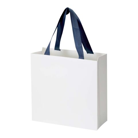 Smartfold 230 g/m² papperspåse med satinhandtag och glansig laminering – 24 x 10 x 24 cm Blå