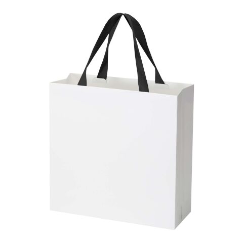 Smartfold 230 g/m² papperspåse med satinhandtag och glansig laminering – 31 x 12 x 31 cm Svart