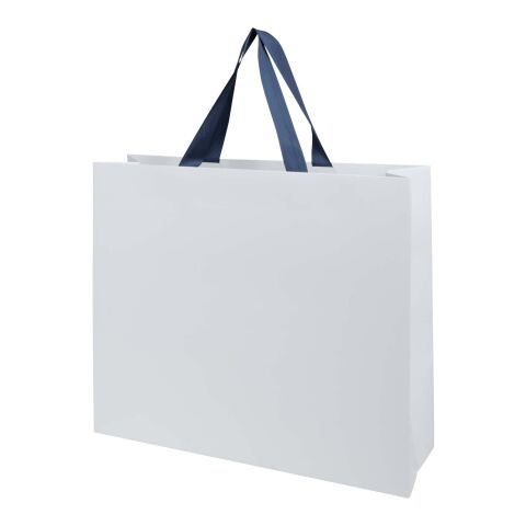 Smartfold 230 g/m² papperspåse med satinhandtag och glansig laminering – 42 x 12 x 35 cm Blå