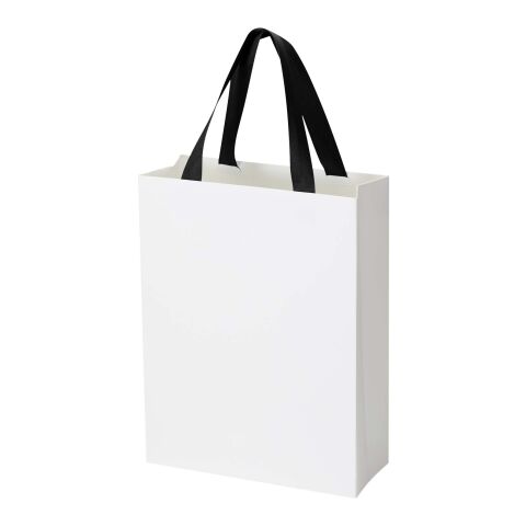 Smartfold 230 g/m² papperspåse med satinhandtag och matt laminering – 24 x 10 x 32 cm Svart / Blå