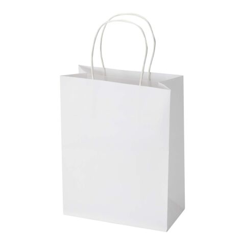 Papperspåse i kraftpapper 120 g/m² med tvinnade handtag – 18 x 9 x 23 cm vit