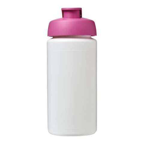 Baseline® Plus grip 500 ml sportflaska med uppfällbart lock Vit-Rosa | Inget reklamtryck | Inte tillgängligt | Inte tillgängligt