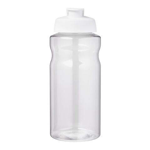 H2O Active® Big Base 1-liters sportflaska med uppfällbart lock vit | 1-färgat Skärmtryck | runt | 255 mm x 75 mm