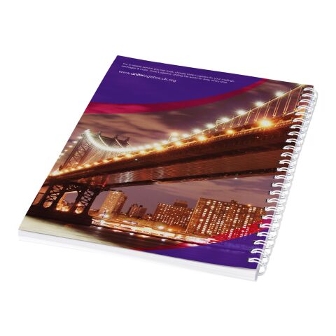 Desk-Mate® spiralbunden A5-anteckningsbok med tryckt baksida vit | 50 pages | Inget reklamtryck | Inte tillgängligt | Inte tillgängligt