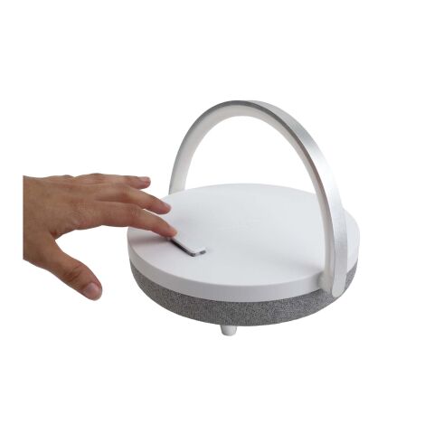 Prixton 4-i-1 Bluetooth®-högtalare på 10 W med LED-lampa och trådlös laddningsbas Standard | vit | Inget reklamtryck | Inte tillgängligt | Inte tillgängligt