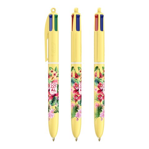 BIC® 4 Colours® Pastel gul | 1-färgat Skärmtryck | Pennkropp-klips centrerad | 30.00 mm x 43.00 mm