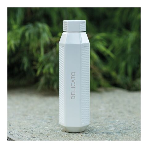 Hexagul fles gerecycled roestvrij staal 530 ml Vit | Inget reklamtryck
