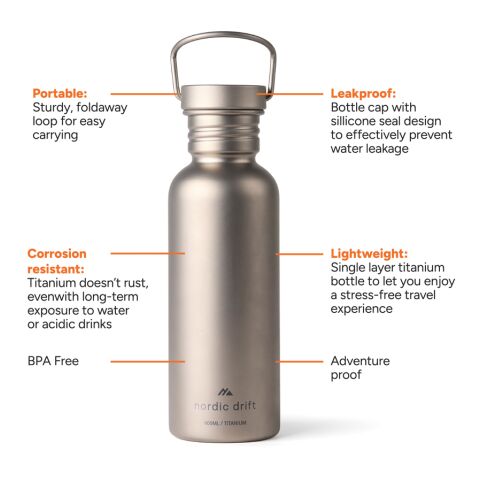 Nordic Drift Trail Light Titanium vattenflaska 600 ml silver | Inget reklamtryck | Inte tillgängligt | Inte tillgängligt