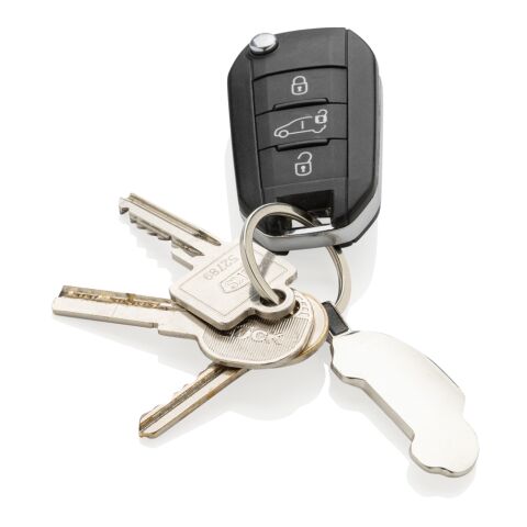 Bilformad nyckelring i RCS återvunnen zinklegering silver | Inget reklamtryck | Inte tillgängligt | Inte tillgängligt