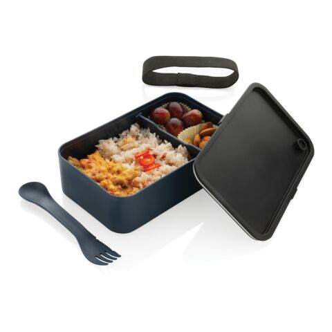 Lunchlåda med spork i GRS återvunnen PP marinblå