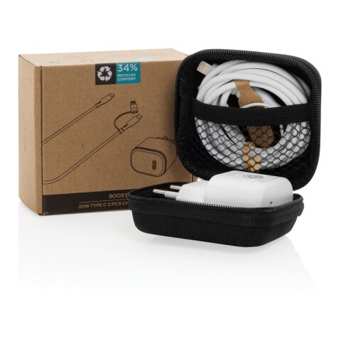 Boost 20W type C 2 delar laddningsset RCS återvunnen PET svart | Inget reklamtryck | Inte tillgängligt | Inte tillgängligt