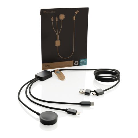 Terra RCS rPET 6-i-1 laddningskabel med klockladdare grå | Inget reklamtryck | Inte tillgängligt | Inte tillgängligt