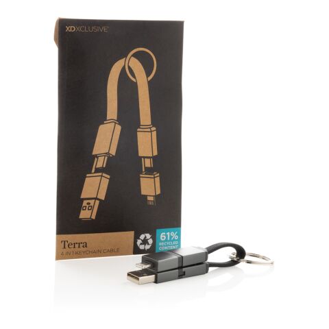Terra återvunnen aluminium 4 i 1 60W snabbladdningskabel grå | Inget reklamtryck | Inte tillgängligt | Inte tillgängligt